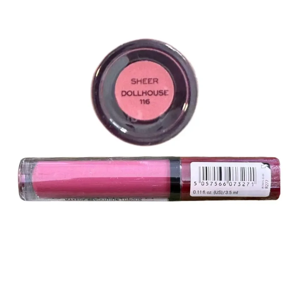 Makeup Revolution Sheer Lip Gloss 💖 #116 Dollhouse Full Size | NEW